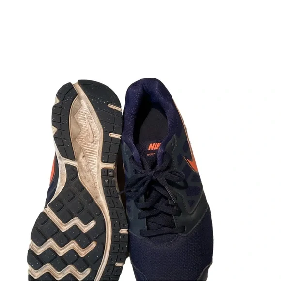 Nike Down Shifter Womens Athletic Shoe Navy Blue with orange accents. Size 9M - Picture 4 of 8